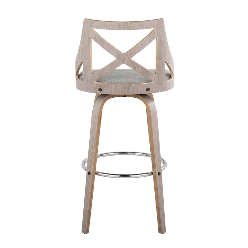30 Fixed-Height Bar Stool with Bent Wood Legs (Set of 2)