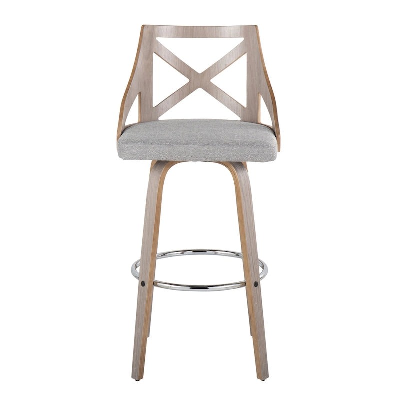 30 Fixed-Height Bar Stool with Bent Wood Legs (Set of 2)