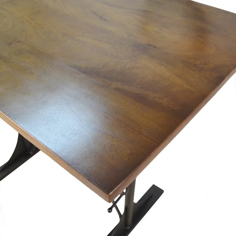 Adjustable Elm and Black Table - Brown