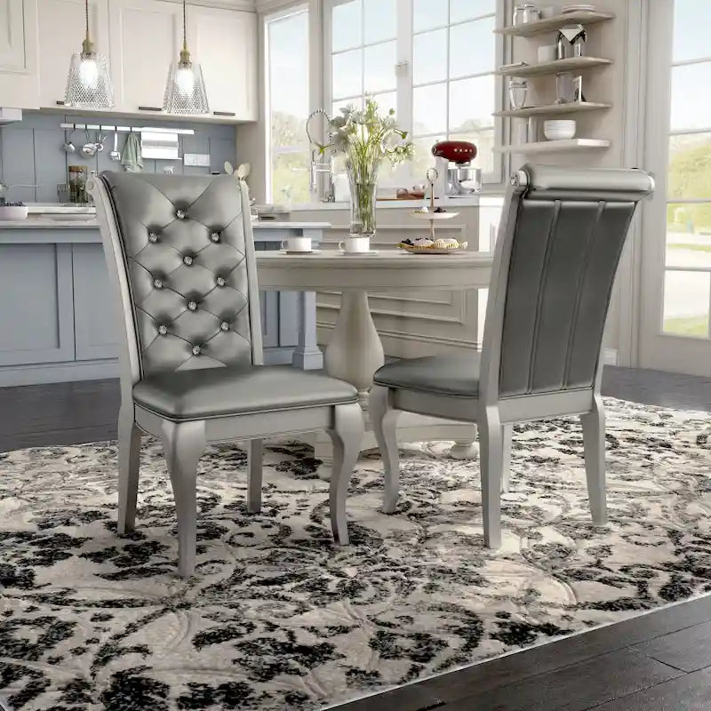 Glam Faux Leather Dining Chairs (Set of 2)
