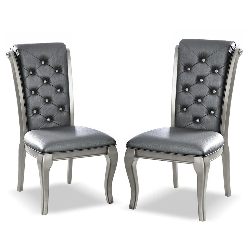 Glam Faux Leather Dining Chairs (Set of 2)