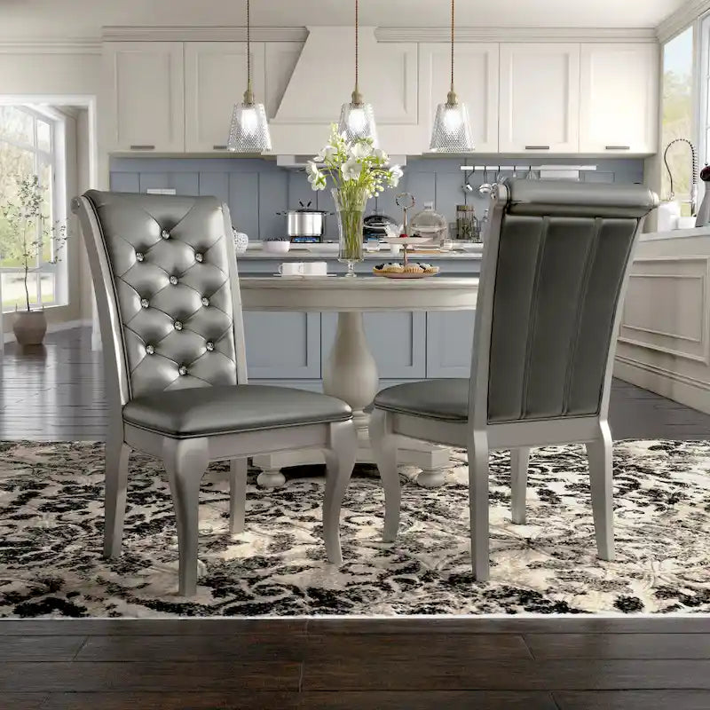 Glam Faux Leather Dining Chairs (Set of 2)