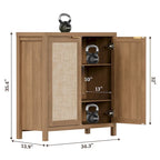 Rattan Sideboard Buffet Accent Storage Cabinet with 2 Doors - N/A