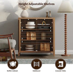 Rattan Sideboard Buffet Accent Storage Cabinet with 2 Doors - N/A
