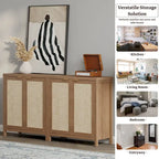 Rattan Sideboard Buffet Accent Storage Cabinet with 2 Doors - N/A