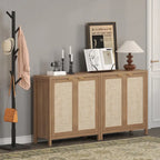 Rattan Sideboard Buffet Accent Storage Cabinet with 2 Doors - N/A