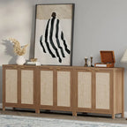 Rattan Sideboard Buffet Accent Storage Cabinet with 2 Doors - N/A