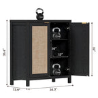 Rattan Sideboard Buffet Accent Storage Cabinet with 2 Doors - N/A