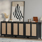 Rattan Sideboard Buffet Accent Storage Cabinet with 2 Doors - N/A