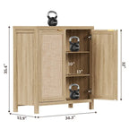 Rattan Sideboard Buffet Accent Storage Cabinet with 2 Doors - N/A