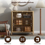 Rattan Sideboard Buffet Accent Storage Cabinet with 2 Doors - N/A