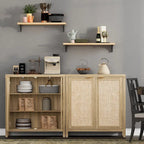 Rattan Sideboard Buffet Accent Storage Cabinet with 2 Doors - N/A