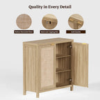 Rattan Sideboard Buffet Accent Storage Cabinet with 2 Doors - N/A