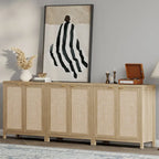 Rattan Sideboard Buffet Accent Storage Cabinet with 2 Doors - N/A