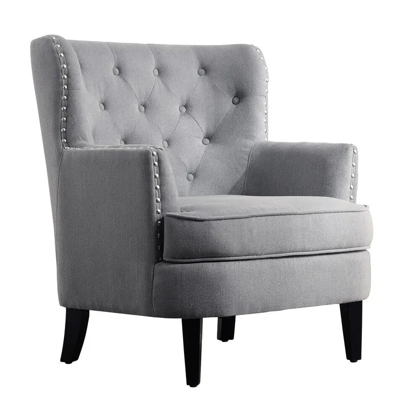 Velvet / Linen 30 Wide Tufted Wingback Accent Chair