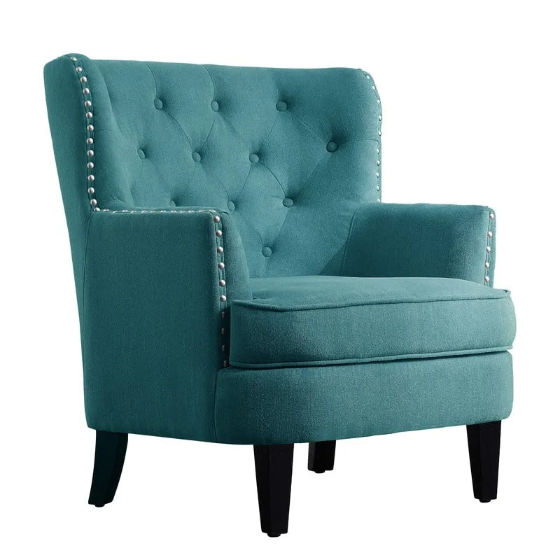 Velvet / Linen 30 Wide Tufted Wingback Accent Chair