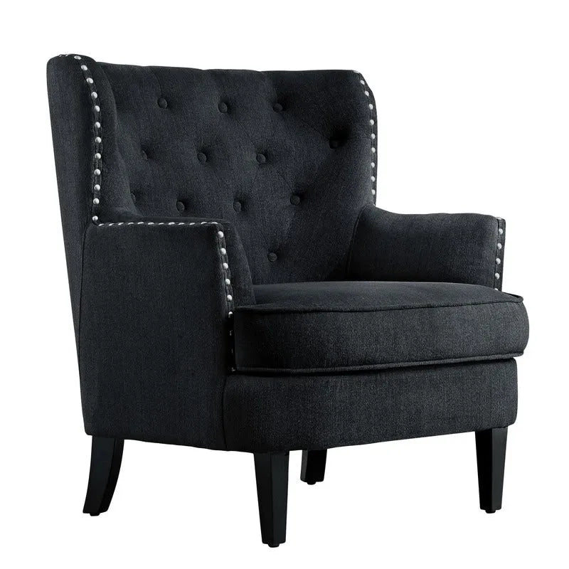 Velvet / Linen 30 Wide Tufted Wingback Accent Chair