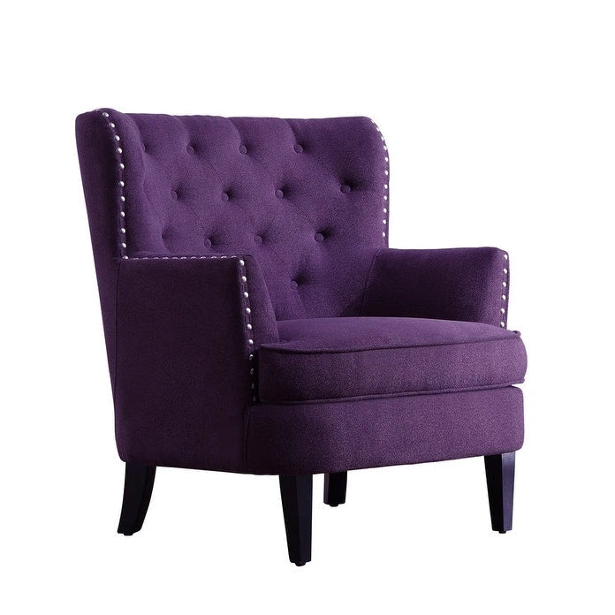 Velvet / Linen 30 Wide Tufted Wingback Accent Chair
