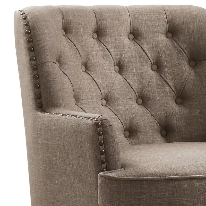 Velvet / Linen 30 Wide Tufted Wingback Accent Chair
