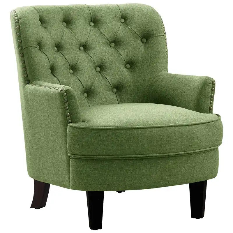 Velvet / Linen 30 Wide Tufted Wingback Accent Chair