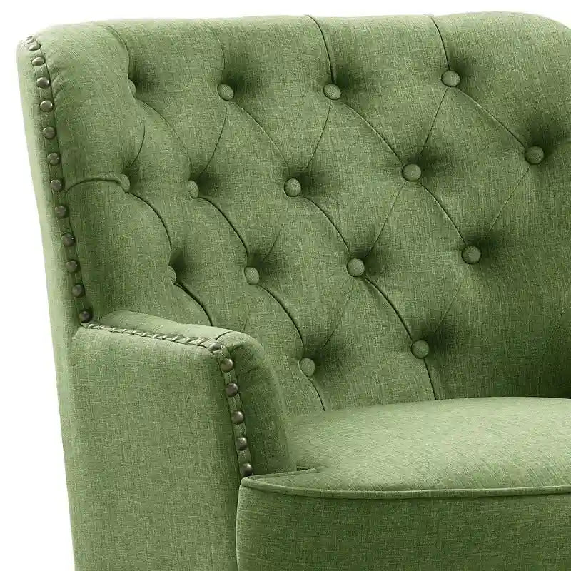 Velvet / Linen 30 Wide Tufted Wingback Accent Chair