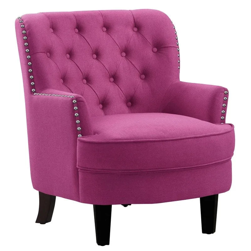 Velvet / Linen 30 Wide Tufted Wingback Accent Chair