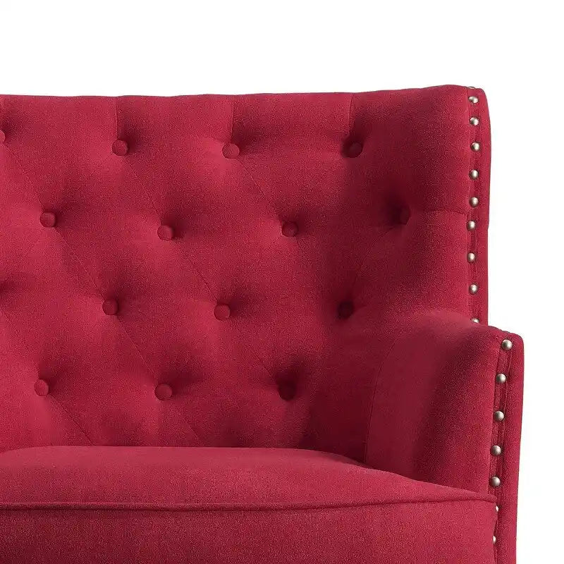 Velvet / Linen 30 Wide Tufted Wingback Accent Chair