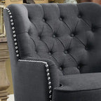 Velvet / Linen 30 Wide Tufted Wingback Accent Chair