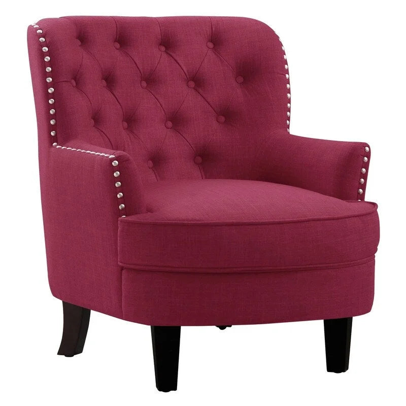 Velvet / Linen 30 Wide Tufted Wingback Accent Chair
