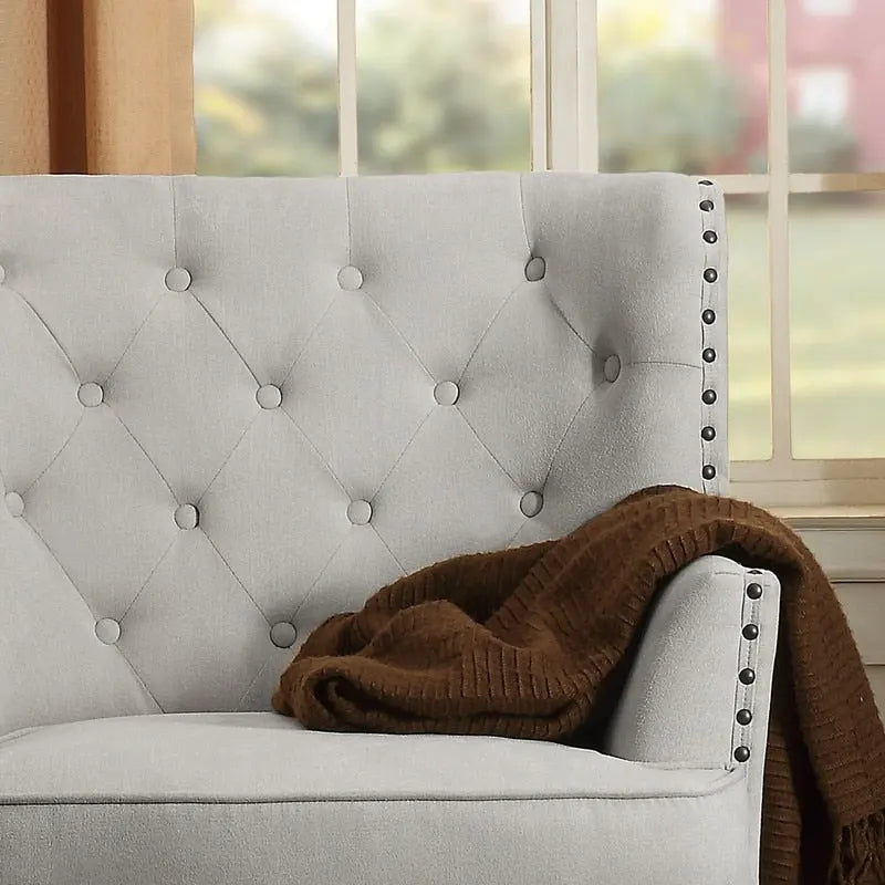 Velvet / Linen 30 Wide Tufted Wingback Accent Chair