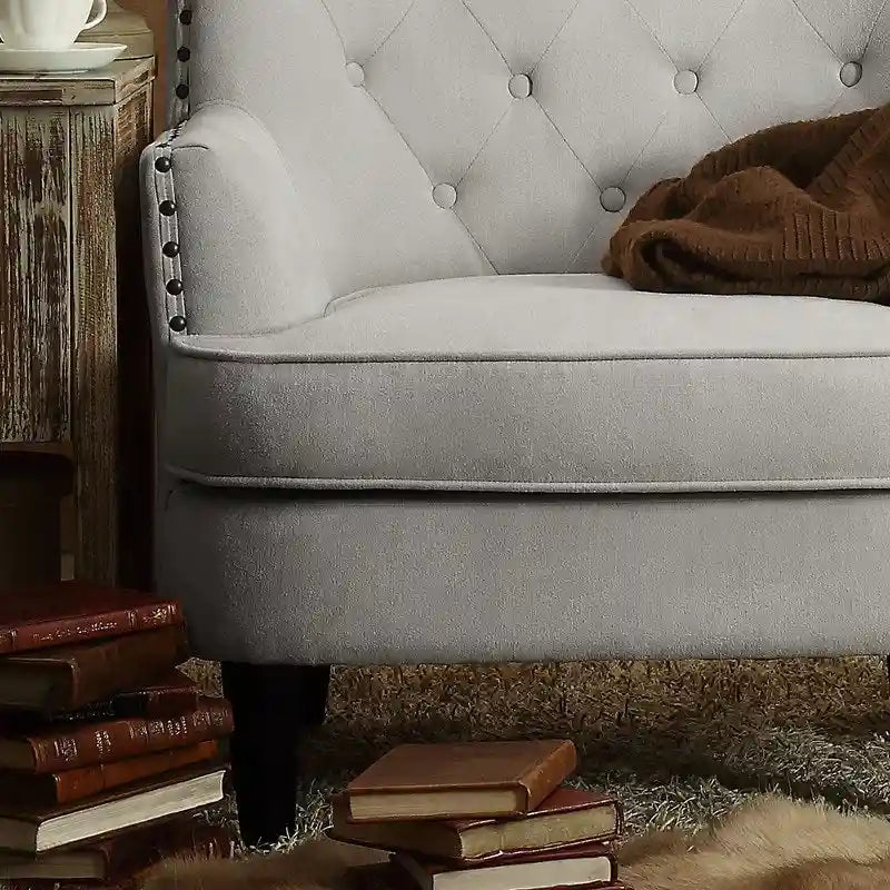 Velvet / Linen 30 Wide Tufted Wingback Accent Chair