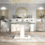 Modern 72-inch Glass Top Wood Dining Table