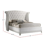 Velvet Upholstered Wingback Tufted Bed, White