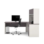 72W L-Shaped Desk with Hutch and Pedestal