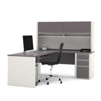72W L-Shaped Desk with Hutch and Pedestal