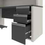 72W L-Shaped Desk with Hutch and Pedestal