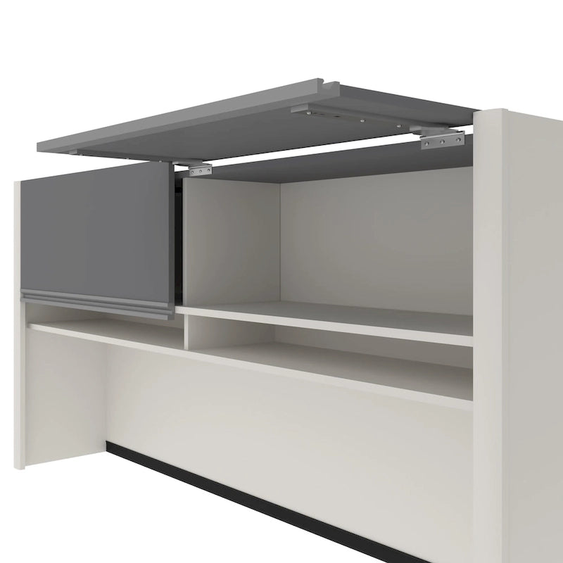 72W L-Shaped Desk with Hutch and Pedestal