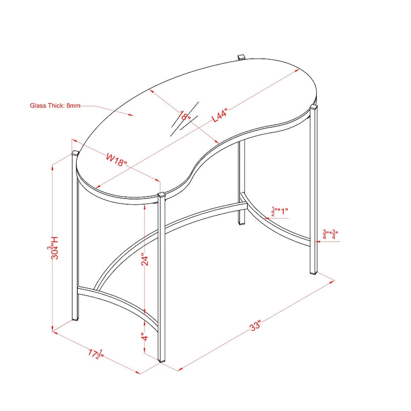 Modern Gold 44-inch Glass Computer Desk