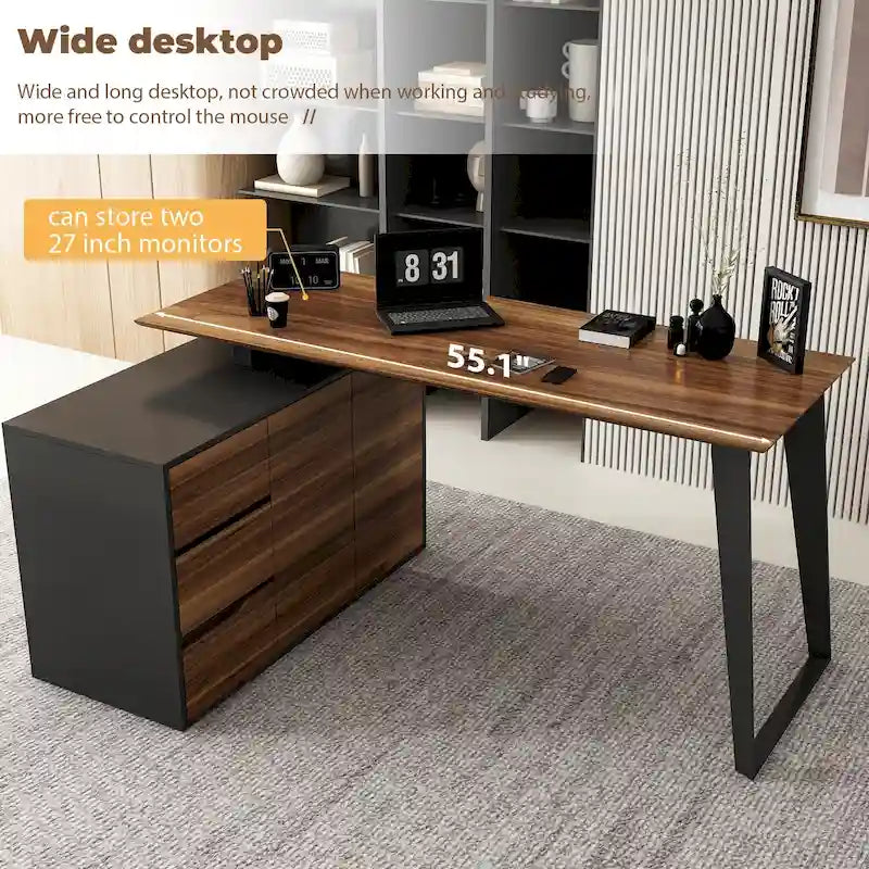 54.3 Office Computer Desk Corner Desk Reversible Cabinet