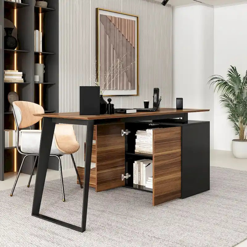54.3 Kerrogee Office Computer Desk Corner Desk Reversible Cabinet