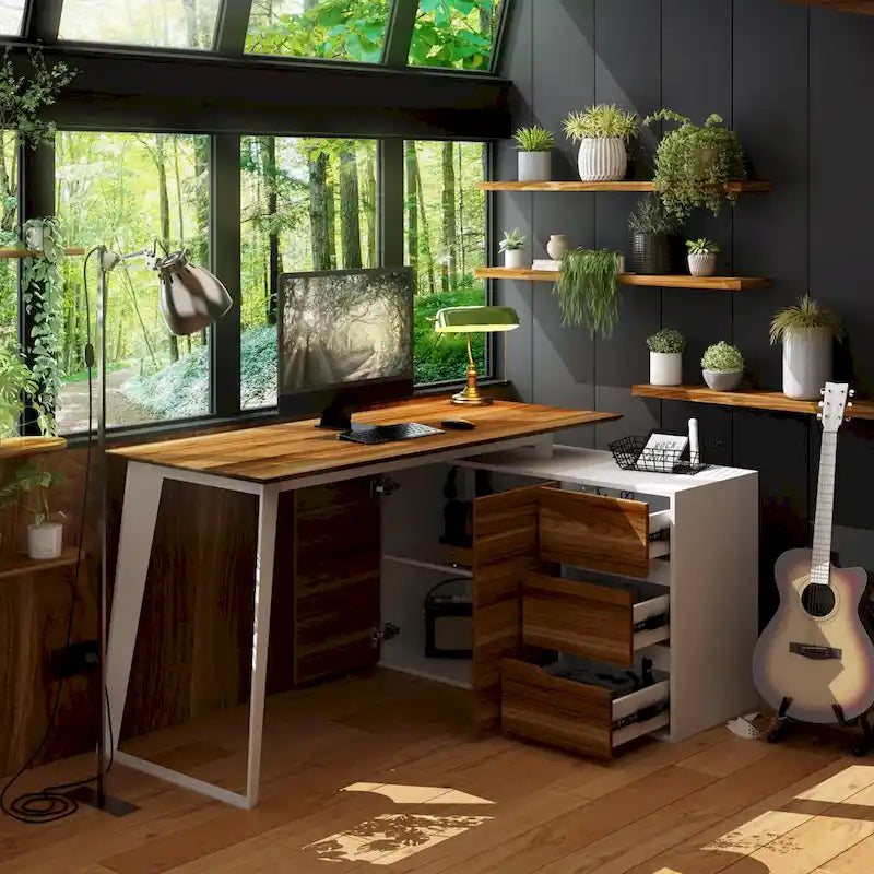 54.3 Office Computer Desk Corner Desk Reversible Cabinet