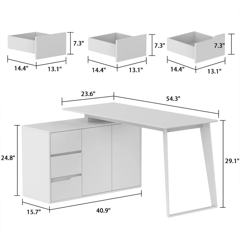 54.3 Office Computer Desk Corner Desk Reversible Cabinet