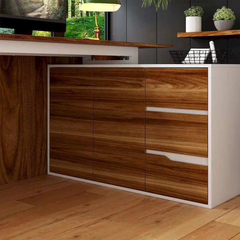 54.3 Office Computer Desk Corner Desk Reversible Cabinet