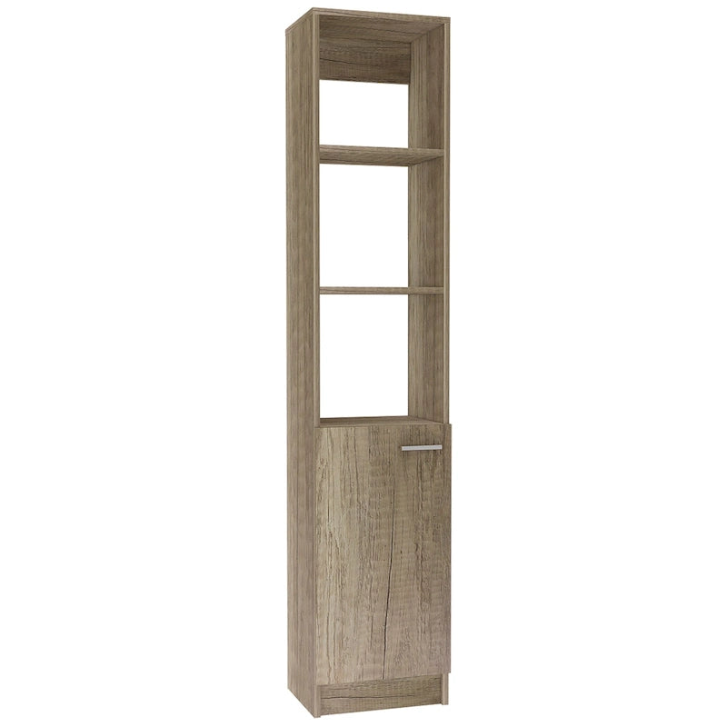 Linen Cabinet with 3 Open Shelves, 2 Inner Shelves and Door