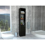Linen Cabinet with 3 Open Shelves, 2 Inner Shelves and Door