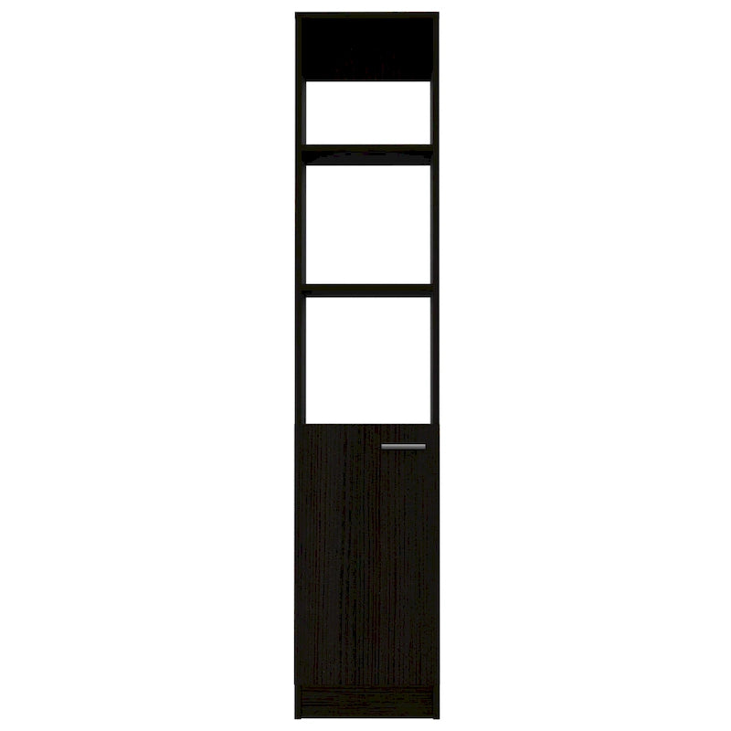 Linen Cabinet with 3 Open Shelves, 2 Inner Shelves and Door