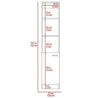 Linen Cabinet with 3 Open Shelves, 2 Inner Shelves and Door