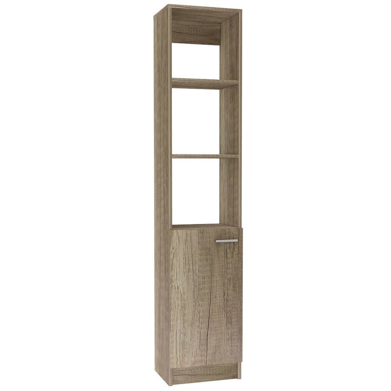 Linen Cabinet with 3 Open Shelves, 2 Inner Shelves and Door