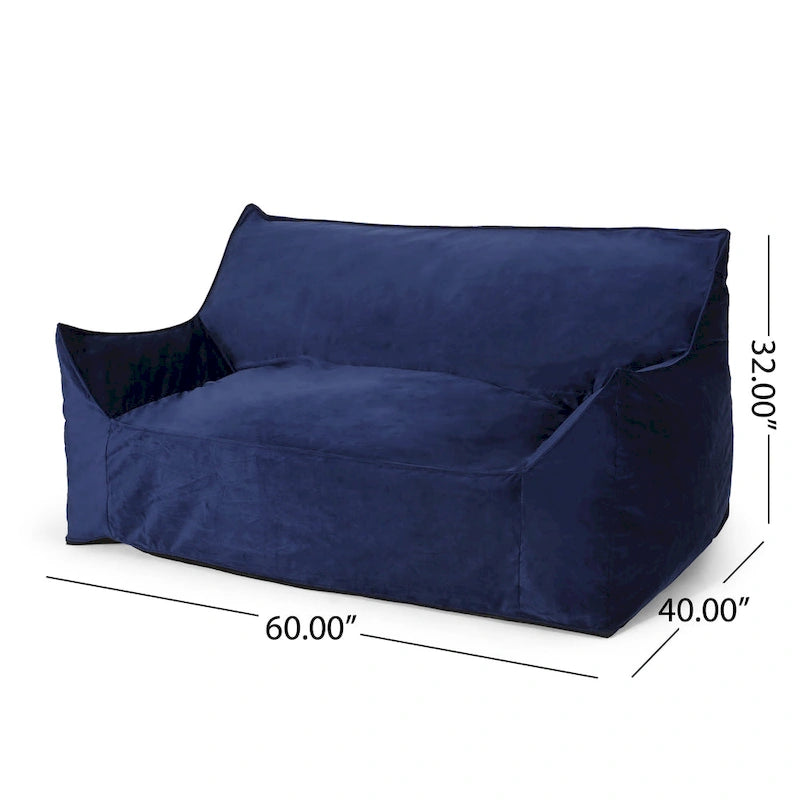 Velveteen 2 Seater Oversized Bean Bag Chair with Armrests