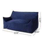 Velveteen 2 Seater Oversized Bean Bag Chair with Armrests